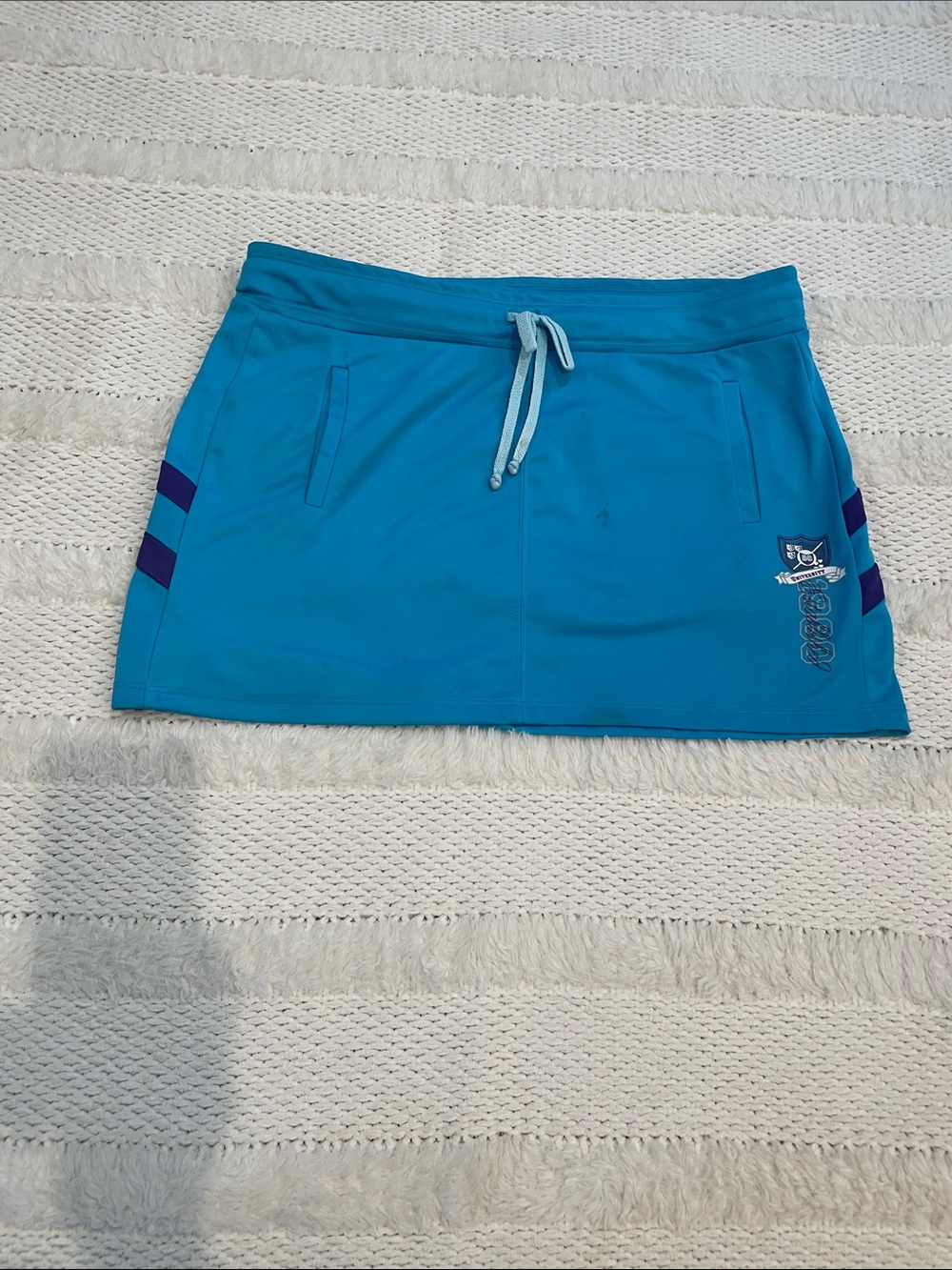 Vintage Y2K blue swim tennis athletic skirt Drawstring pockets women’s size L